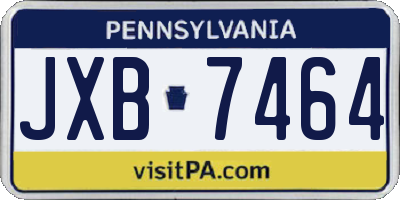 PA license plate JXB7464