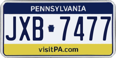 PA license plate JXB7477