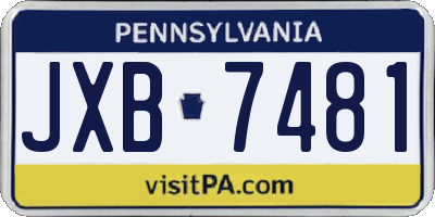 PA license plate JXB7481