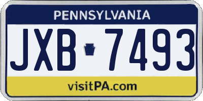 PA license plate JXB7493