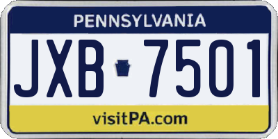 PA license plate JXB7501