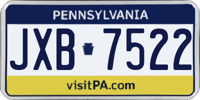 PA license plate JXB7522