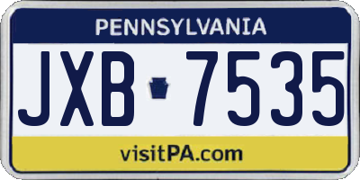 PA license plate JXB7535