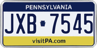 PA license plate JXB7545