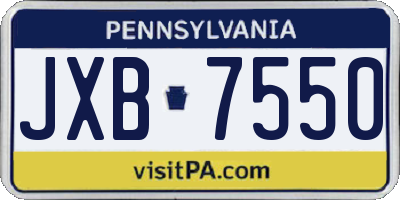 PA license plate JXB7550