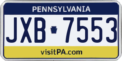 PA license plate JXB7553
