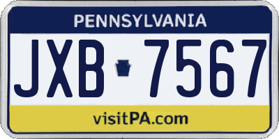 PA license plate JXB7567