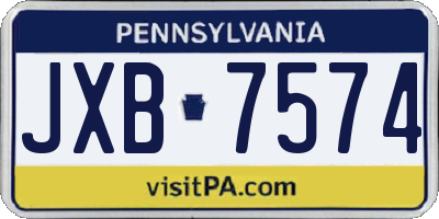 PA license plate JXB7574