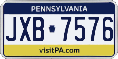 PA license plate JXB7576