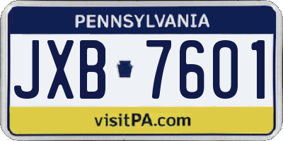 PA license plate JXB7601