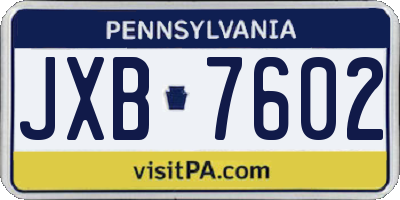 PA license plate JXB7602