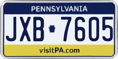 PA license plate JXB7605