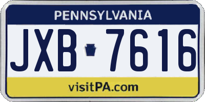 PA license plate JXB7616