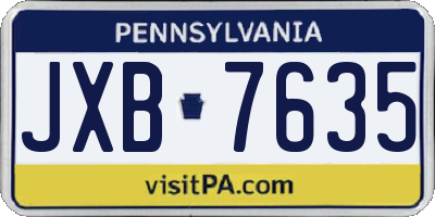 PA license plate JXB7635