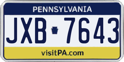 PA license plate JXB7643