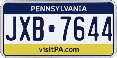 PA license plate JXB7644