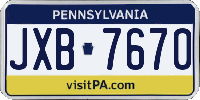 PA license plate JXB7670