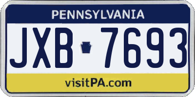 PA license plate JXB7693