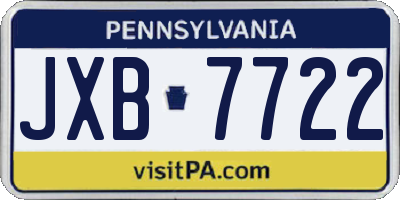 PA license plate JXB7722