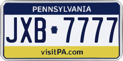 PA license plate JXB7777