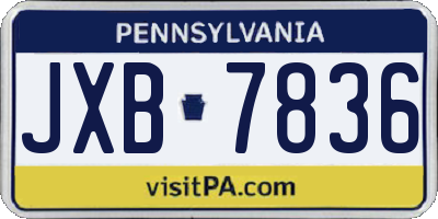 PA license plate JXB7836
