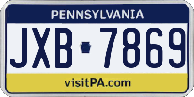 PA license plate JXB7869
