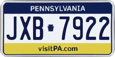 PA license plate JXB7922
