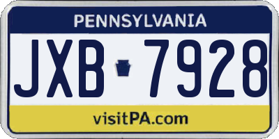 PA license plate JXB7928