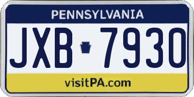 PA license plate JXB7930