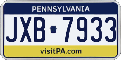 PA license plate JXB7933