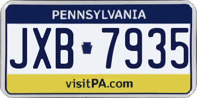 PA license plate JXB7935