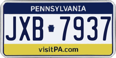 PA license plate JXB7937