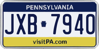 PA license plate JXB7940