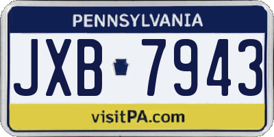 PA license plate JXB7943