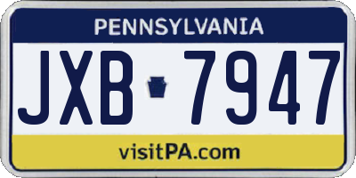 PA license plate JXB7947