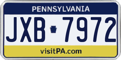 PA license plate JXB7972