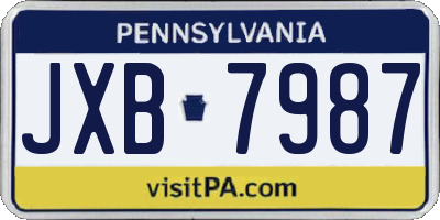 PA license plate JXB7987