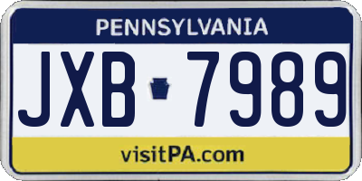 PA license plate JXB7989