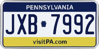 PA license plate JXB7992