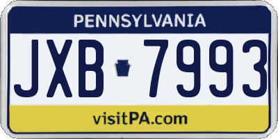 PA license plate JXB7993