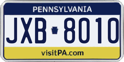 PA license plate JXB8010