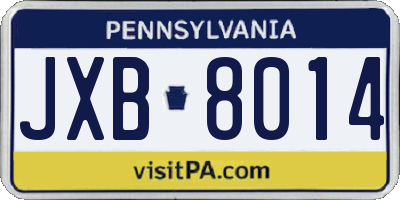 PA license plate JXB8014