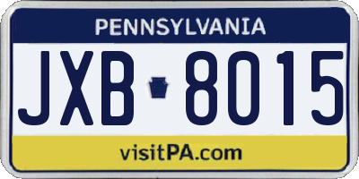 PA license plate JXB8015