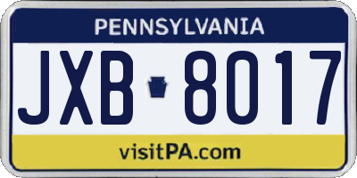 PA license plate JXB8017