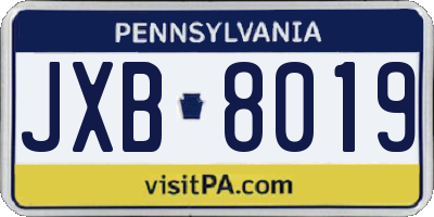 PA license plate JXB8019