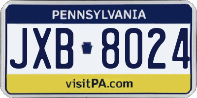 PA license plate JXB8024