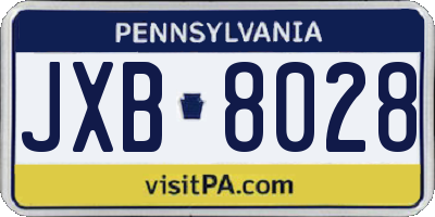 PA license plate JXB8028