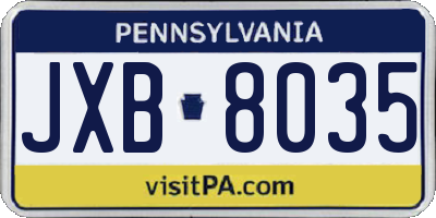 PA license plate JXB8035