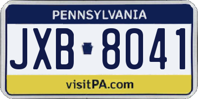 PA license plate JXB8041