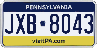 PA license plate JXB8043